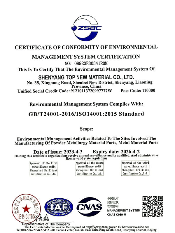 ISO 14001:2015 Certificate