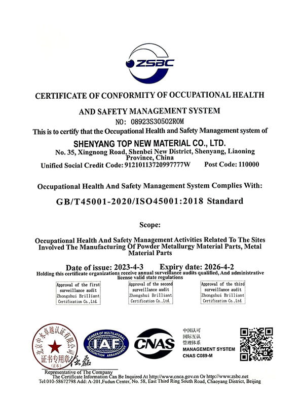ISO 45001:2018 Certificate